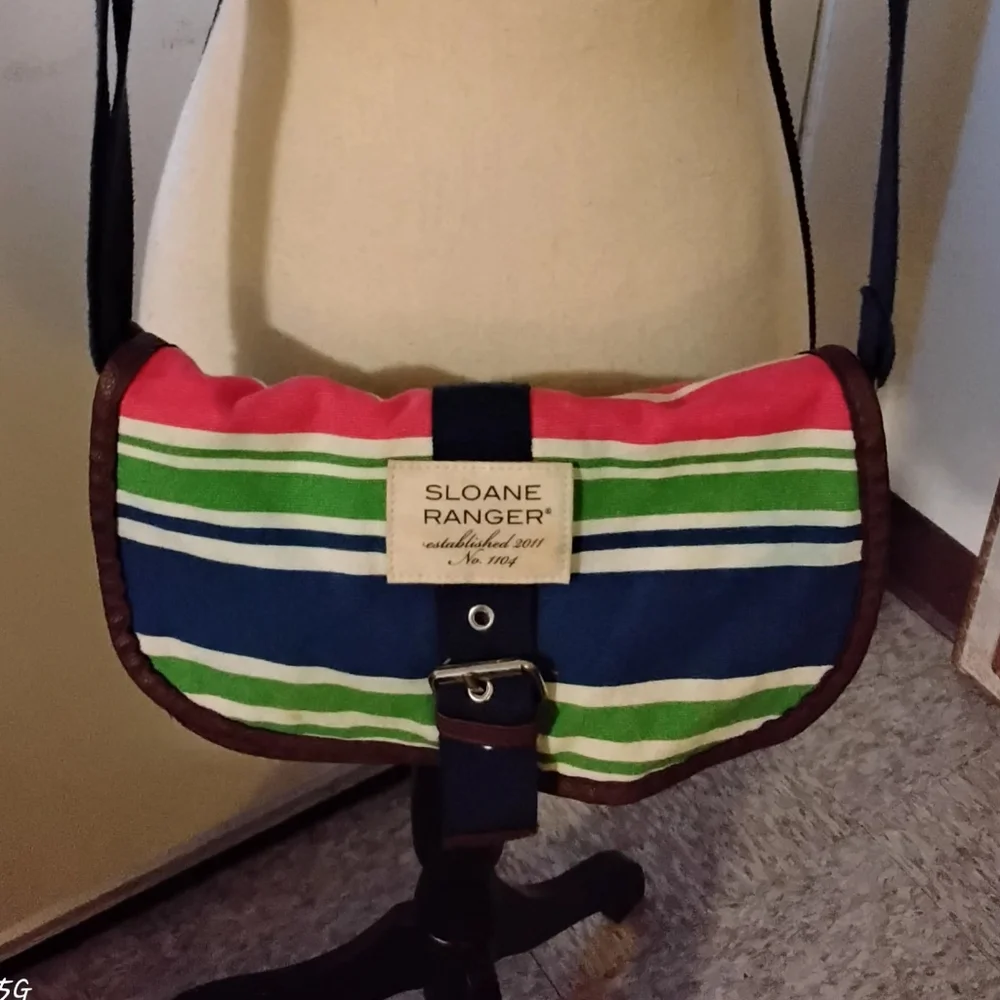 Sloane Ranger Striped Canvas Front Flap Shoulder/Messenger Bag - Picture 2 of 10